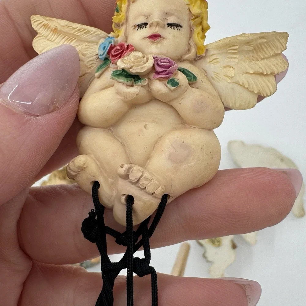 Silver Angel Magnets Set‎ of 4 Cherub Refrigerator United Design Corp 1995